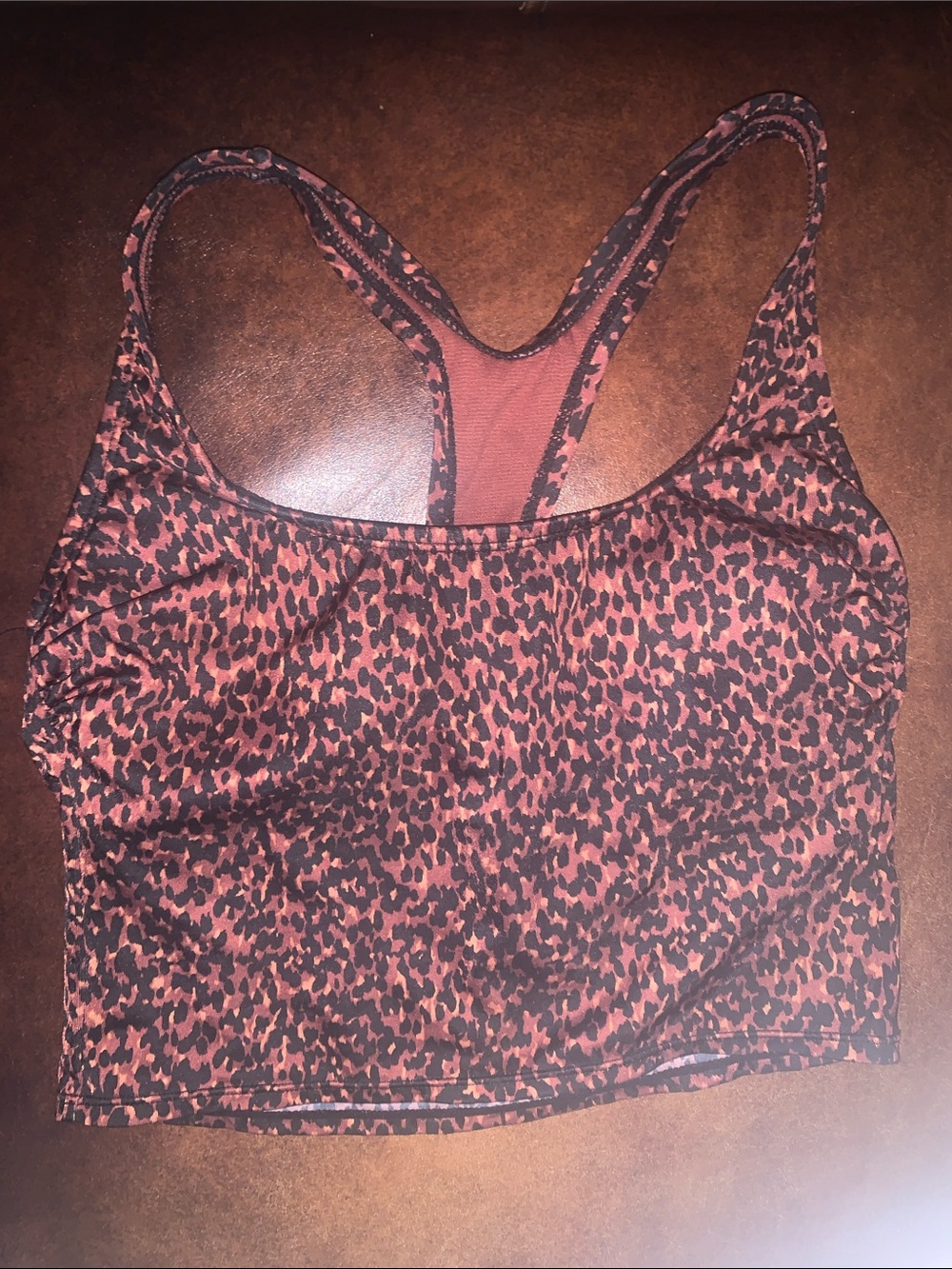 all in motion Rust Leopard-Print Racerback Sports Bra
